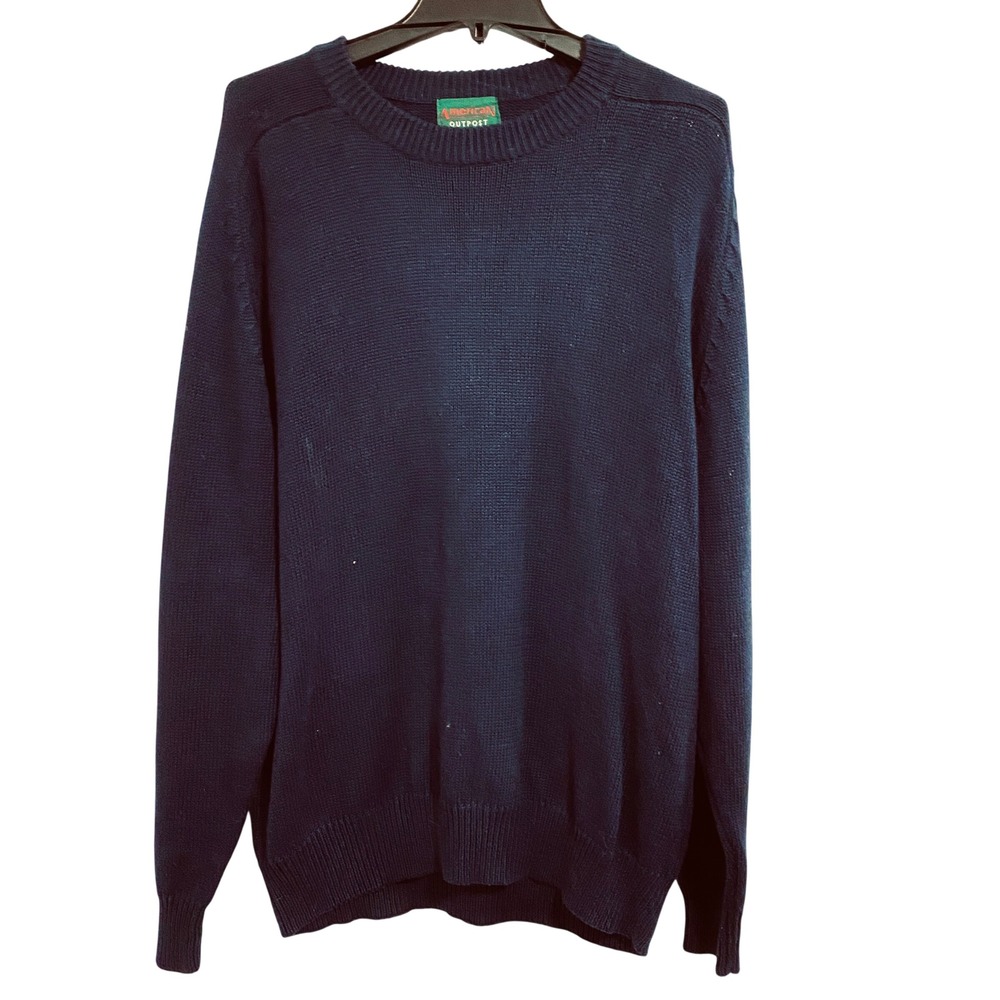 American Outpost Grandpa Normcore Sweater Men XL Blue Minimalist Crewneck Raglan